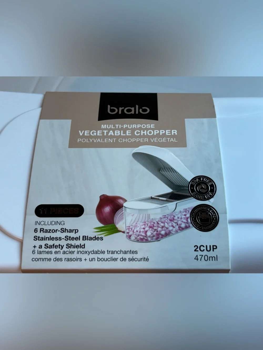 Bralo Multipurpose Vegetable Chopper (11 pieces) - Lavender and White - NEW